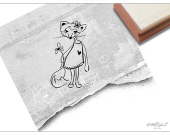 Fox stamp, vixen - animal stamp with vixen, fox stamp for kindergarten, children's room and school, crafts, decoration, gift for children, scrapbook