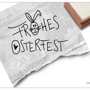 Stempel Osterstempel FROHES OSTERFEST handschriftlich mit Hase und Herz - Textstempel, Ostern, Karten, Geschenkanhänger, Geschenk, Osterdeko
