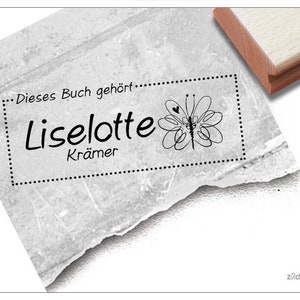 Timbro individuale per libri Ex Libris FARFALLA, personalizzato con nome, timbro in legno o timbro automatico, regalo per bambini, iscrizione scolastica