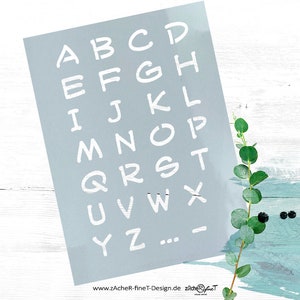 Schablone ABC 1 - Alphabet Buchstabenschablone - für Textilgestaltung, Malerei und Airbrush, Wanddeko, Schule, Backen Dekor - DIN A6 bis A3