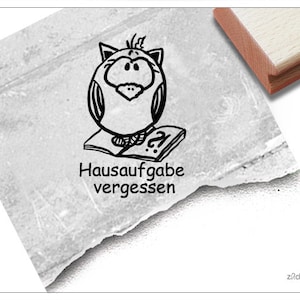 Stempel Lehrerstempel Eule I, Hausaufgabe vergessen - Kritik zur Motivation der Kinder, Belohnung, Belobigung, Schule, Geschenk für Kinder