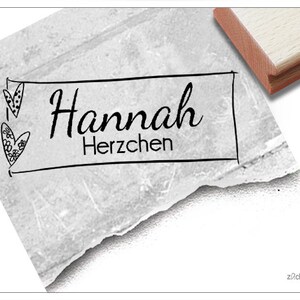 Individueller Namensstempel Herzen - Stempel personalisiert mit Name, Holzstempel oder Automatikstempel, Geschenk für Kinder, Geburtstag