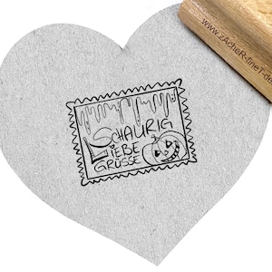 Stempel Briefmarke Halloween  liebe  Grüße - Kinderstempel/Motivstempel  für Kita,und Schule, Basteln, Scrapbooking