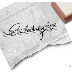 Sello de texto - invitación con líneas musicales y corazón - sello de letras para tarjetas de cumpleaños, bodas - vale para el concierto