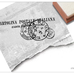 Timbre texte timbre Carte postale italia, ancien motif postal italien avec cachet de la poste - vintage, faute de frappe, scrapbook, style shabby chic, décoration