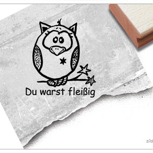 Stempel Lehrerstempel Eule I, Du warst fleißig - Lob zur Motivation der Kinder, Belohnung, Belobigung, Kita und Schule, Geschenk für Kinder