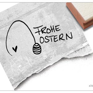 Stempel Osterstempel FROHE OSTERN mit Osterei - Textstempel zum Osterfest, für Ostergrüße, Karten, Geschenkanhänger, Geschenk, Osterdeko