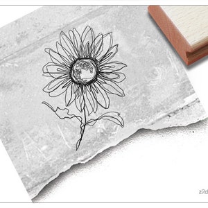 Stempel Motivstempel Sonnenblume, Single Line - Bildstempel für Karten und Geschenkanhänger, Basteln, Scrapbook, Bullet Stamp, Tischdeko