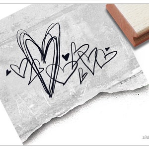 Timbro con motivo CUORI ASTRATTI - timbro con foto per gli auguri di San Valentino, decorazione per cartoline, inviti di nozze, regali per gli ospiti