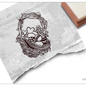 Timbro Timbro pasquale CESTINO PASQUALE - timbro con motivo per Pasqua, per auguri di Pasqua, cartoline, etichette regalo, bricolage, album di ritagli, decorazioni pasquali, decorazioni da tavola