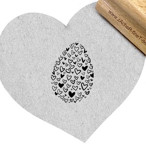 Sello de Pascua, huevo de Pascua hecho con corazones - Sello con motivo de Pascua, tarjetas, etiquetas de regalo, manualidades, álbumes de recortes
