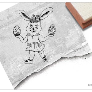 Stempel Osterstempel OSTERHASE Hasen-Mädchen - Tierstempel zu Ostern, Karten, Geschenkanhänger, Geschenk für Kinder, Osterdeko, Scrapbook