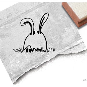 Stempel Osterstempel OSTEREI mit Ohren - Motivstempel zu Ostern, für Karten und Geschenkanhänger, Basteln, Osterdeko, Geschenk für Kinder