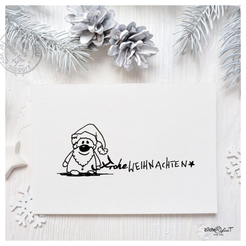 Stempel Weihnachststempel FROHE WEIHNACHTEN mit Weihnachtsmann Textstempel für Karten, Geschenkanhänger, Weihnachtsdeko,Geschenk für Kinder Bild 4