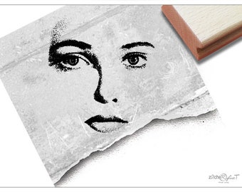 Stempel Motivstempel - Vintage PORTRAIT GESICHT - Bildstempel für Design, Kunst, Basteln, Scrapbook, Art-Journal, Deko - Geschenk, Karten