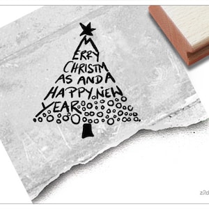 Timbro Timbro natalizio BUON NATALE - timbro con testo come albero, timbro con lettere per Natale, cartoline, etichette regalo, regali, decorazioni