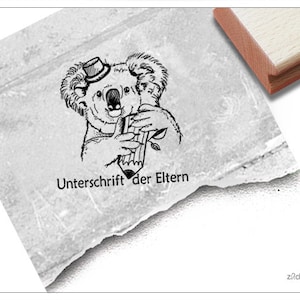 Stempel Lehrerstempel mit Koala, Unterschrift der Eltern - Stempel für Lehrer zur Motivation der Kinder, Belohnung, Belobigung, Schulstempel