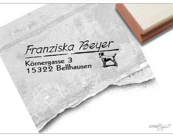 Adressstempel personalisiert HUND, Wunschrasse - Adress Stempel, Familienstempel, Holzstempel o. Automatikstempel individualisiert, Geschenk