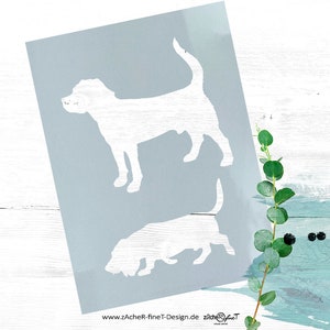 Schablone Hunde - Motivschablone, Hundeschablone für Textilgestaltung, Malerei und Airbrush, Hunde Deko, Backen Dekor - DIN A6 bis DIN A3