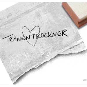 Stempel Tränentrockner mit Herz - Textstempel, Taschentuch-Stempel für die Freudentränen zur Hochzeit, Karten, Gastgeschenk, Tischdeko
