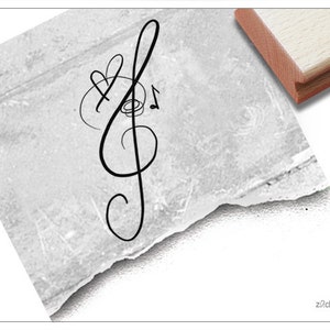 Stempel Motivstempel NOTENSCHLÜSSEL mit Herz - Bildstempel für Karten und Deko, Gutschein für Konzert, Geschenk zum Geburtstag