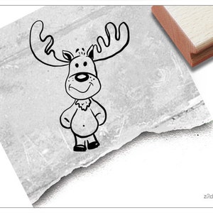 Stempel dierenstempel Little ELK - kinderstempel voor Kerstmis, kaarten, cadeaukaartjes, knutselen, kerstversiering, cadeau voor kinderen
