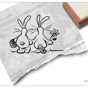 Stempel Osterstempel OSTERHASEN-Paar - Tierstempel zu Ostern, für Ostergrüße, Karten und Geschenkanhänger, Geschenk für Kinder, Osterdeko