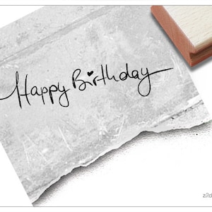 Stempel Happy Birthday in handschrift - tekststempel voor verjaardagswensen, kaarten, cadeaukaartjes, plakboek, knutselen en decoratie