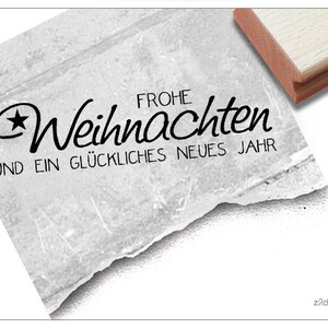 Stempel Weihnachtsstempel - Frohe Weihnachten und ein glückliches neues Jahr - Textstempel, Karten, Geschenkanhänger, Geschenk, Deko