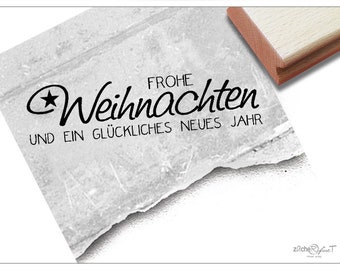 Stempel Weihnachtsstempel - Frohe Weihnachten und ein glückliches neues Jahr - Textstempel, Karten, Geschenkanhänger, Geschenk, Deko