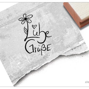 Stempel Liebe Grüße, in Handschrift - Textstempel, Schriftstempel für Nachrichten, Karten und Briefe, Geschenkanhänger, Scrapbook, Geschenk