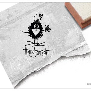Stempel HANDGEMACHT mit Rabe - Textstempel für Karten und Geschenkanhänger, Etiketten selbst gemacht, Geschenke dekorieren, Handmade, Deko