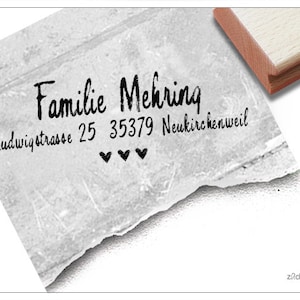 Timbro indirizzo personalizzato CUORI - timbro indirizzo, timbro famiglia, timbro in legno o timbro automatico personalizzato, regalo di nozze