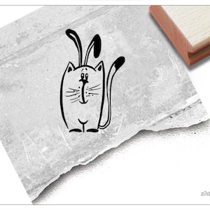 Timbro Timbro pasquale gatto con orecchie - timbro animale per Pasqua, auguri di Pasqua, cartoline, etichette regalo, decorazioni pasquali, regalo per bambini, artigianato