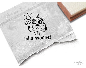 Stempel Lehrerstempel mit Erdmännchen, Tolle Woche! - Stempel für Lehrer, Lob zur Motivation der Kinder, Belohnung, Belobigung, Schulstempel