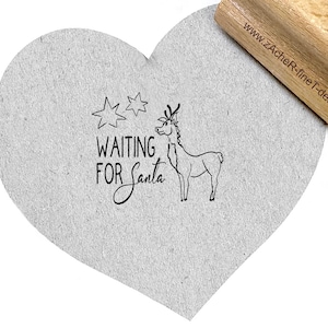 Francobollo di Natale Aspettando Babbo Natale con renne - in scrittura a mano, timbro di testo per Natale, etichette regalo, biglietti, artigianato