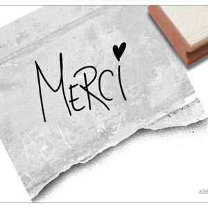 Timbro Merci scritto a mano - timbro con testo per il tuo ringraziamento con il cuore, per cartoline, etichette regalo, artigianato e decorazioni, ringraziamento, album di ritagli