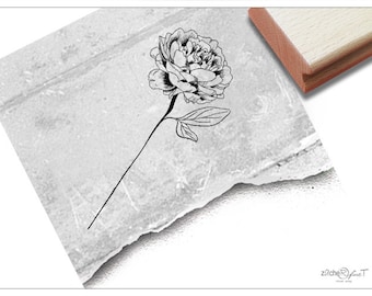 Stempelmotiefstempel BLOEM Peony - afbeeldingsstempel voor kaarten, servetten, tafeldecoraties, plakboek, kunsttijdschrift, kunst en decoratie, cadeau