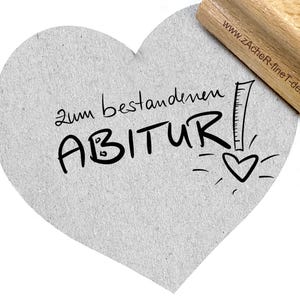 Stempel tekst stempel - Voor het halen van het middelbare schooldiploma! met hart, in handschrift, voor kaarten, etiketten, cadeaulabels, inpakpapier, plakboek