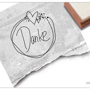 Stempel DANKE in Handschrift Textstempel mit Zeichnung für Karten, Briefe, Etiketten, Geschenkanhänger, Danksagung, Geschenk, Basteln, Deko Bild 1