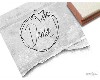 Stempel DANKE in Handschrift- Textstempel mit Zeichnung für Karten, Briefe, Etiketten, Geschenkanhänger, Danksagung, Geschenk, Basteln, Deko