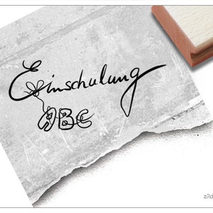 Stempel Einschulung ABC - Textstempel zum Schulanfang, Einschulungsstempel, für Kita, Schule und Lehrer, Schultüte, Fotobuch und Scrapbook