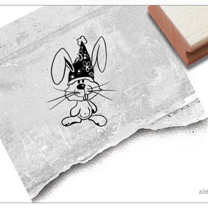 Stempel Hase mit Mütze, Osterhase - Süßer Tierstempel, Motivstempel zu Ostern, für Karten, Geschenkanhänger, Osterdeko, Basteln, Scrapbook