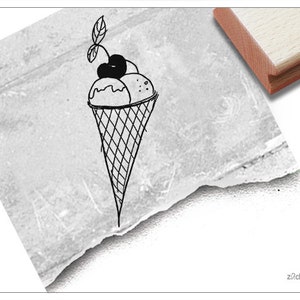 Timbro con motivo timbro cono GELATO - timbro con foto / francobollo per bambini, regalo per bambini, cartoline, album di ritagli, artigianato, decorazione della tavola, estate, vacanze