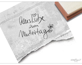 Stempel Alles Liebe zum Muttertag - Textstempel für Mama, Glückwünsche, Karten und Geschenkanhänger, Deko, Muttertagsgeschenk, Scrapbook