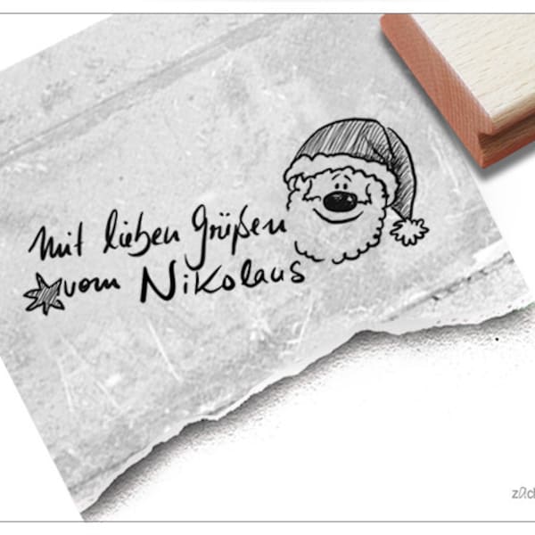 Stempel Mit lieben Grüßen vom Nikolaus - Textstempel zur Weihnachtszeit, für Karten, Geschenkanhänger, Basteln, Weihnachtsdeko, Scrapbook