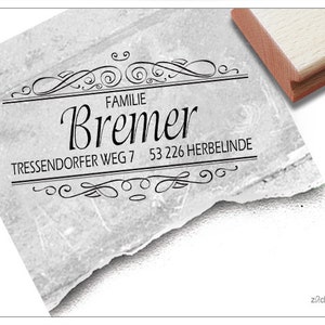 Timbro indirizzo personalizzato ELEGANCE VI - Timbro indirizzo, timbro famiglia, timbro in legno o timbro automatico personalizzato, regalo