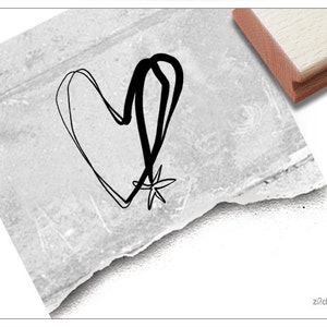 Timbro Cuore con Stella - Timbro Motivo per San Valentino, Fidanzamento e Matrimonio - Timbro Cuore, Biglietti e Inviti, Decorazione da Tavola, Album di Ritagli