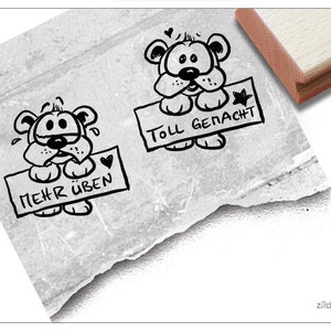 Stempel Lehrerstempel HUND 2er-Set Lob/Kritik - 2 Schulstempel zur Motivation der Kinder im Set, Belohnung, Belobigung, Geschenk für Lehrer