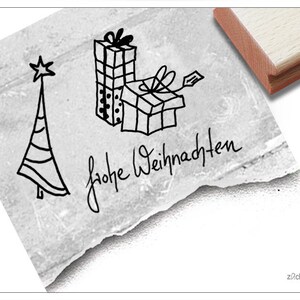Stempel Weihnachtsstempel 3er STEMPELSET Baum / Geschenke / Frohe Weihnachten, drei Stempel im Set für Karten, Anhänger & Weihnachtsdeko Bild 1
